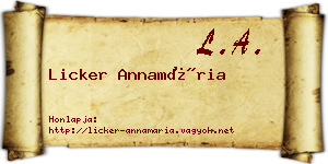 Licker Annamária névjegykártya